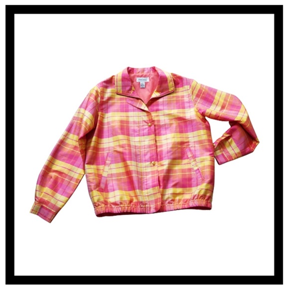 Vintage Oleg Cassini Silk Pink Yellow Jacket Size - Picture 1 of 6